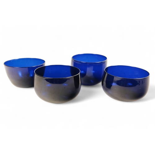 229 - A pair of 19th century Bristol blue finger bowls - 14cm diameter, together with two further similar ... 