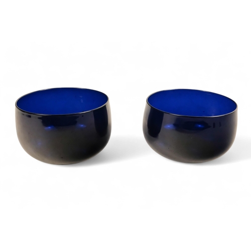 229 - A pair of 19th century Bristol blue finger bowls - 14cm diameter, together with two further similar ... 