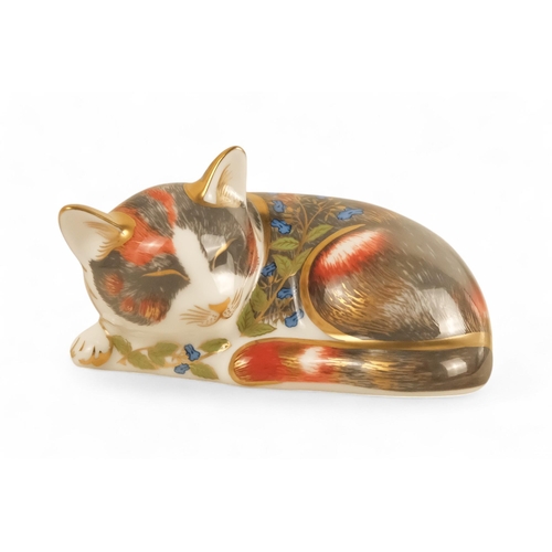 238 - A Royal Crown Derby cat paperweight - seated, 14cm high, together with three further various cats. (... 