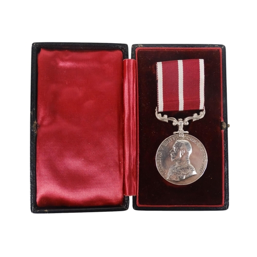 435 - A George V merit medal - boxed, awarded to Sjt. Lloyd 66 col Lab. C.