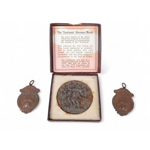 5 - Two early 20th century Hampshire Kennel Association bronze badges - together with a RMS Lusitania me... 