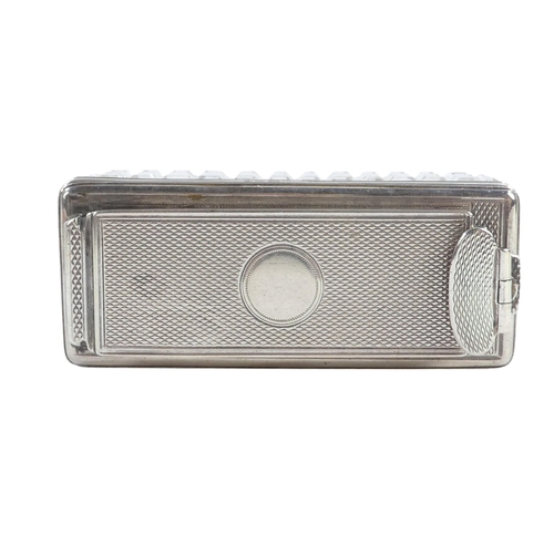 501 - A silver mounted glass inkwell - London 1839, rectangular with a hobnail cut and an engine turned sc... 