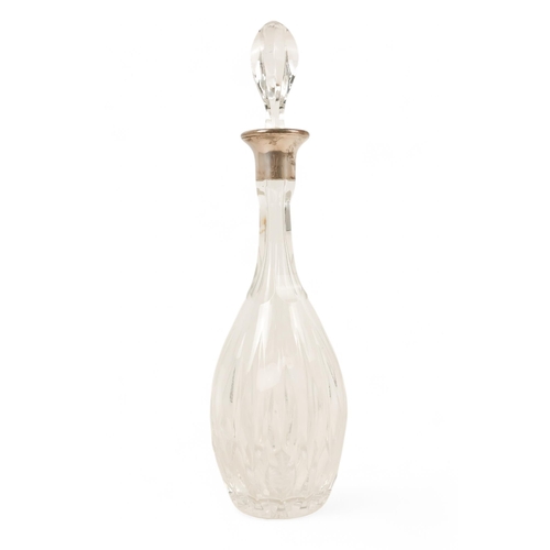 504 - A silver mounted cut glass decanter - club shaped, 38cm high.