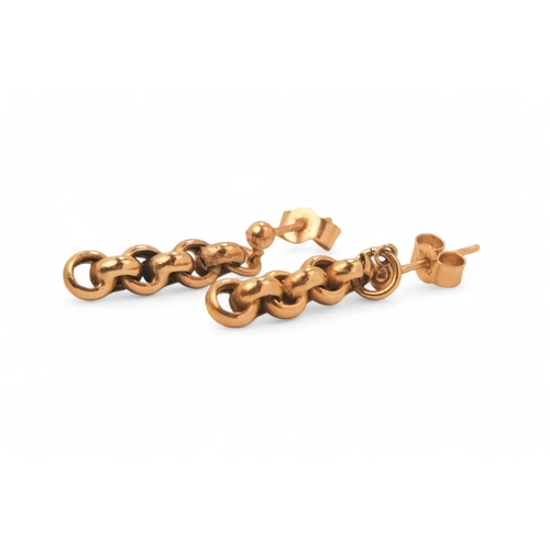 620 - A pair of 9ct gold ear pendants - with chain drops, together with six further pairs of 9ct earrings,... 