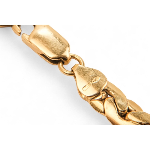 626 - An 18ct gold bracelet - of flattened fancy link, 11.3g.