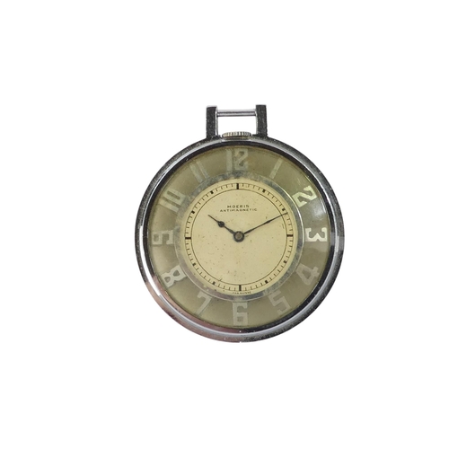 706 - A 20th century Moeris pocket watch - open face with exhibition movement within a chrome case, togeth... 