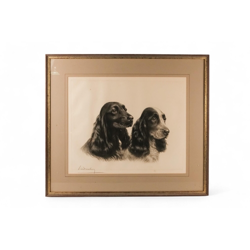 734 - Leon DAUCHIN (French 1887-1939) A Pair Of Spaniels Lithograph Signed in pencil lower left  Framed an... 