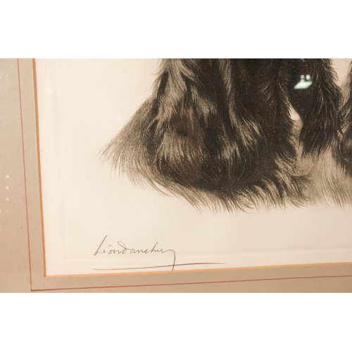 734 - Leon DAUCHIN (French 1887-1939) A Pair Of Spaniels Lithograph Signed in pencil lower left  Framed an... 