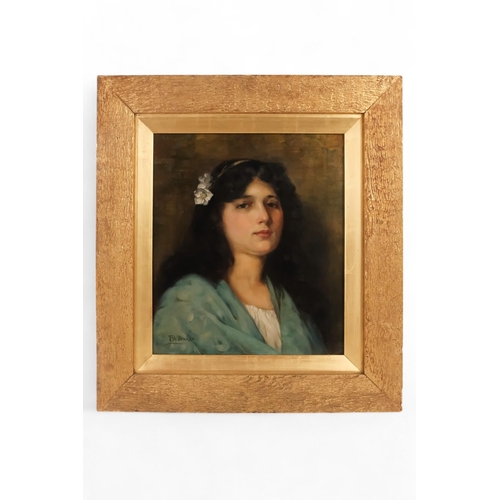 745 - Frederick W. BAKER (act. c.1850-c.1875) Portrait Of A Young Woman Oil on canvas Signed lower left Fr... 