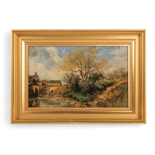 750 - Alexandre Rene VERON (1826-1897) A Country Farm  Oil on board Signed lower right Picture size 24 x 3... 