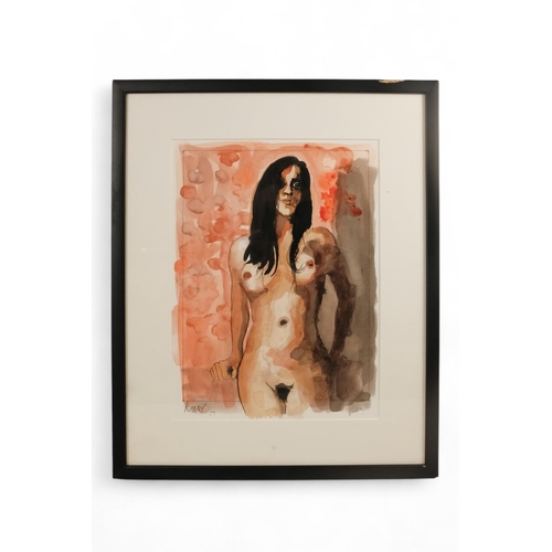 755 - K. MAY (British Contemporary) Female Nude Watercolour on paper Signed lower left Framed and glaze  P... 