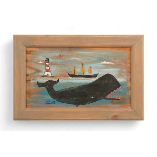 765 - # Steve CAMPS (Cornish contemporary b. 1957) This Whale Has Something To Shout About Oil on board Si... 