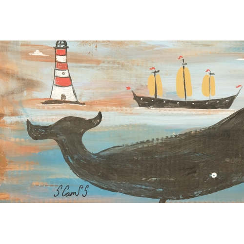 765 - # Steve CAMPS (Cornish contemporary b. 1957) This Whale Has Something To Shout About Oil on board Si... 