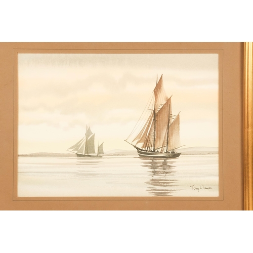 776 - Tony WARREN (1930-1994) Two Ships Under Sail Watercolour Signed lower right  Framed and glazed  Pict... 