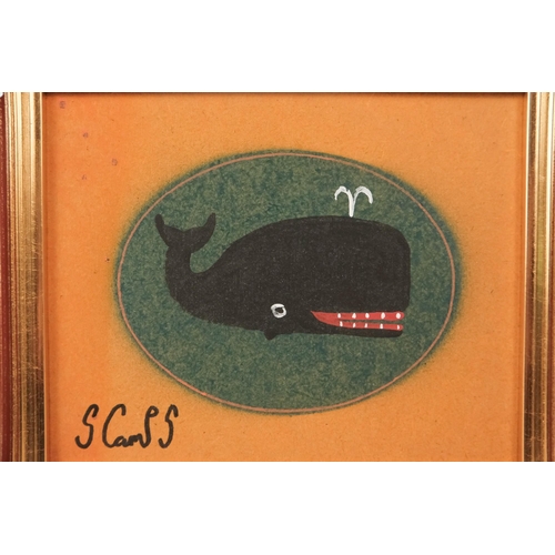 793 - # Steve CAMPS (Cornish contemporary b. 1957) Spouting Whale Oil on board Signed lower left, inscribe... 