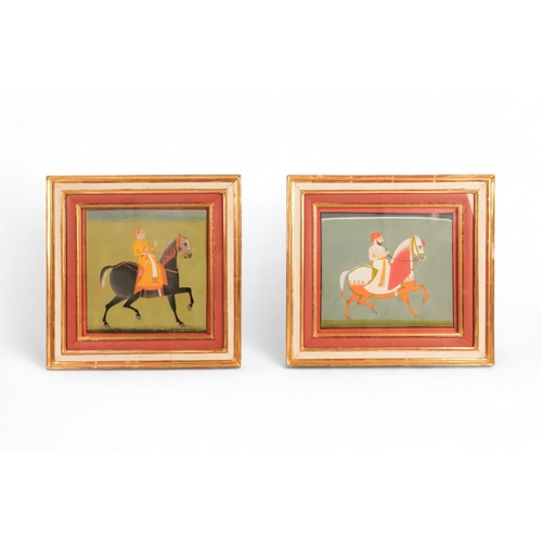 840 - 20th Century Mughal School Figure on a White Horse Gouache  Framed and glazed Picture size 23 x 26cm... 