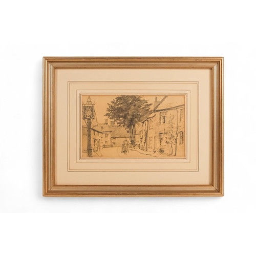 842 - Early 20th Century British School Village Street  Pencil on paper  Framed and glazed Picture size 14... 