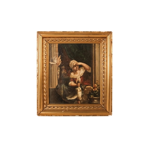 818 - 19th Century Continental School Maid With Dead Game Oil on canvas Picture size 19.5 x 16.5cm Overall... 