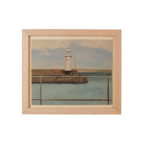 822 - A. TYREMAN Peaceful Harbour Oil on board Signed and dated 1967 lower right Framed  Picture size 25 x... 