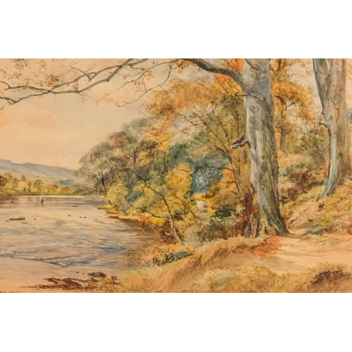 826 - Peter BUCHANAN (British 1855-1950) Fisherman in a Broad River Watercolour Signed lower left  Framed ... 