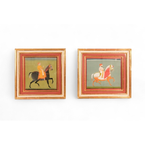 840 - 20th Century Mughal School Figure on a White Horse Gouache  Framed and glazed Picture size 23 x 26cm... 