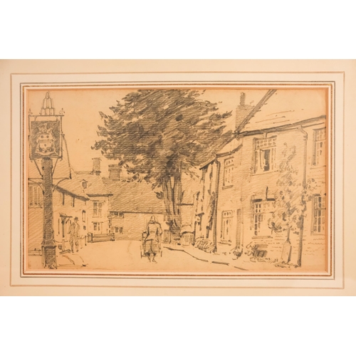 842 - Early 20th Century British School Village Street  Pencil on paper  Framed and glazed Picture size 14... 