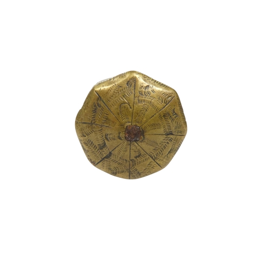 94 - A 19th century Persian Kard - the octagonal brass tapering handle decorated with scrolling foliage, ... 