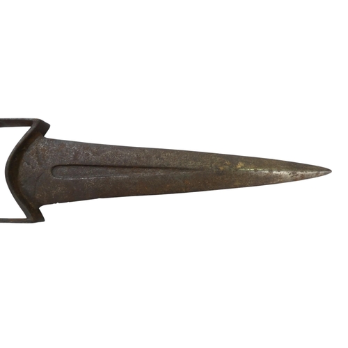 96 - An Indian/Persian Katar - with double edged fullered blade, 40cm long.