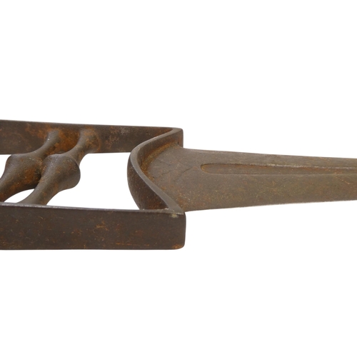 96 - An Indian/Persian Katar - with double edged fullered blade, 40cm long.