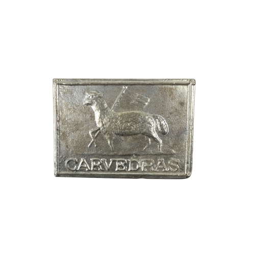 1 - A tin ingot - marked from the Carvedras Tin Smelting Works Truro, of rectangular landscape form, 8 x... 