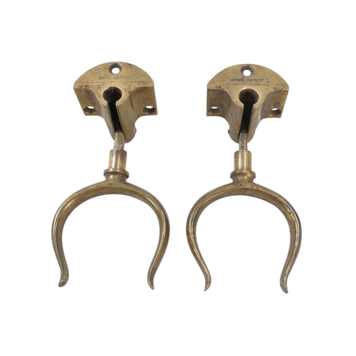 10 - A pair of late 19th century Lyths Patent rowlocks - cast in bronze and incorporating an unusual fold... 
