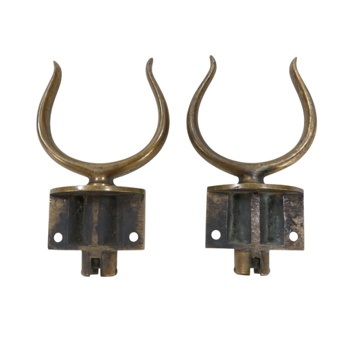 10 - A pair of late 19th century Lyths Patent rowlocks - cast in bronze and incorporating an unusual fold... 