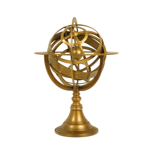 112 - A brass armillary globe - with a band engraved with signs of the zodiac, 27cm high