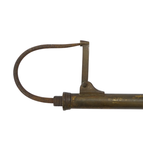 14 - A late 19th century extending fishing gaff - brass and steel with a turned wooden handle, together w... 