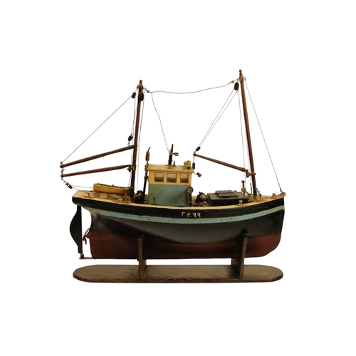 15 - A scratch built model of the fishing trawler Hilda May - FL99, polychrome painted, 51cm long.