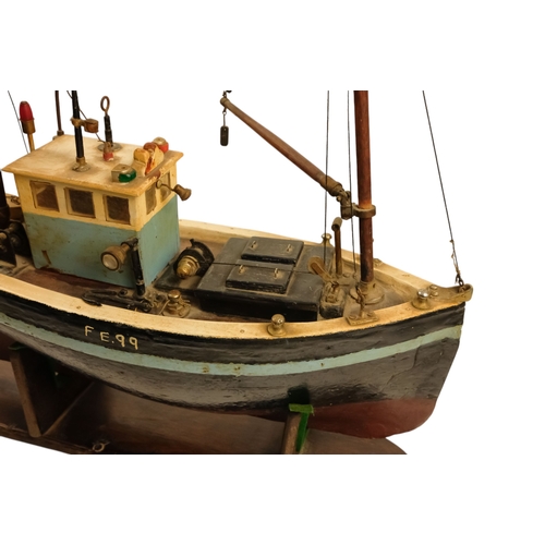15 - A scratch built model of the fishing trawler Hilda May - FL99, polychrome painted, 51cm long.