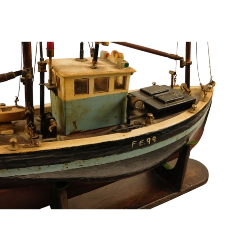 15 - A scratch built model of the fishing trawler Hilda May - FL99, polychrome painted, 51cm long.