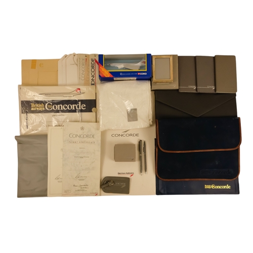17 - A quantity of Concorde ephemera - including cufflinks, a silver picture frame, writing paper with en... 