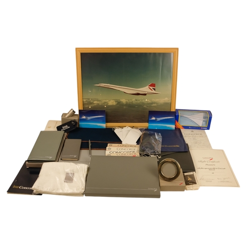 18 - A quantity of Concorde ephemera - including a clock, a silver picture frame, writing paper with enve... 