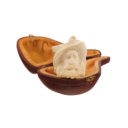 19 - A collection of smoking ephemera - including a meerschaum pipe, a tan leather cigar case, a cigarett... 