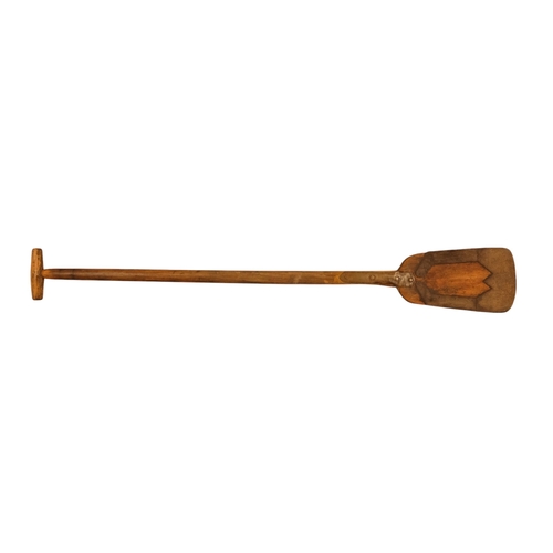 2 - A 19th century wooden spade - ash with metal fittings, 119cm.