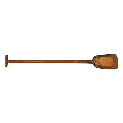 2 - A 19th century wooden spade - ash with metal fittings, 119cm.