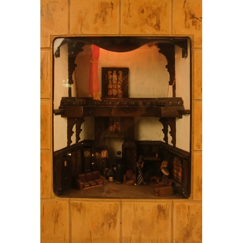 35 - A vintage illuminated diorama - showing a 1930's mock Tudor country house interior with figures, 42 ... 