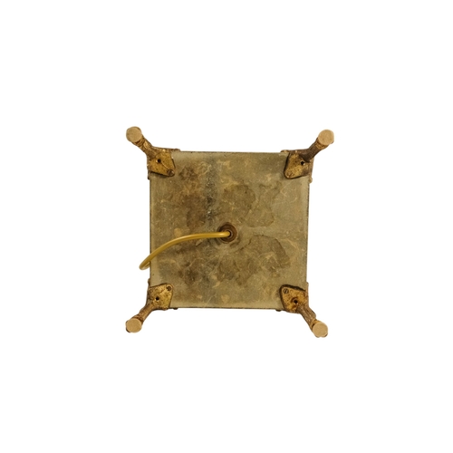 43 - A brass and marble table lamp - modelled as a Corinthian column, the square white marble base with p... 