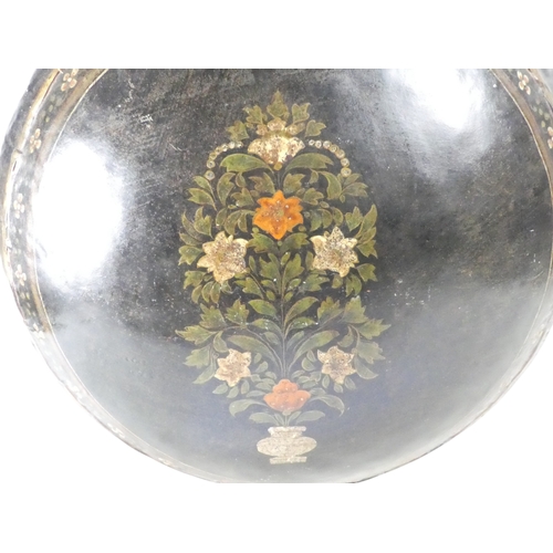 5 - A large late 19th century Indian tole painted water vessel - of globe form and decorated with flower... 
