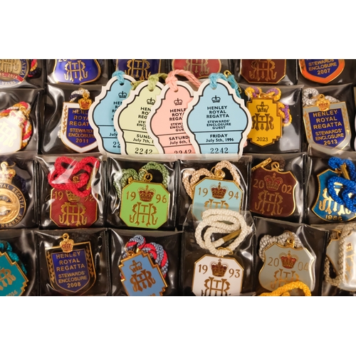 51 - Thirty-seven Henley Royal Regatta Steward's Enclosure enamel badges - a run from 1989-2023, includin... 