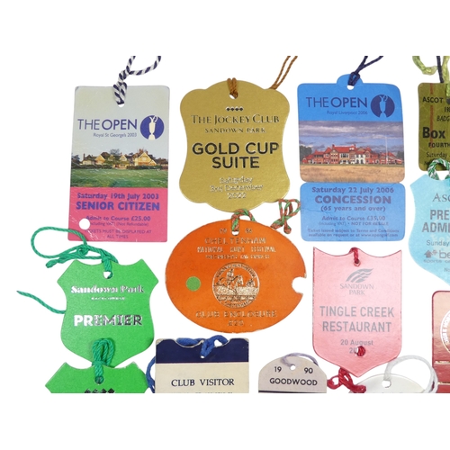 52 - A collection of racecourse and golfing badges - including Ascot, Sandown Park, Cheltenham and 'The O... 