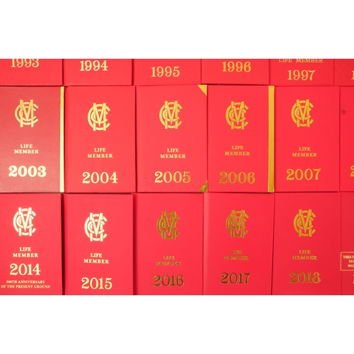 56 - A run of thirty-five Marylebone Cricket Club membership cards - 1987-2022 (excluding 2013), together... 