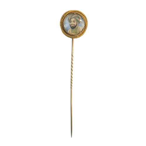 611 - A19th century Indian School stick pin - depicting the Mughal Emperor Humayun (1508-1556), the image ... 