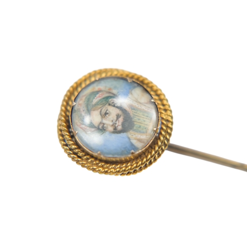 611 - A19th century Indian School stick pin - depicting the Mughal Emperor Humayun (1508-1556), the image ... 